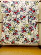 Photo1: O0624Y Vintage Japanese kimono    White  YUKATA summer(made in Japan) for women /  Cotton.  Flower,   (Grade B) (1)