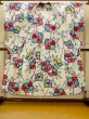 Photo2: O0624Y Vintage Japanese kimono    White  YUKATA summer(made in Japan) for women /  Cotton.  Flower,   (Grade B) (2)