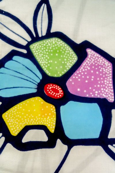 Photo6: O0624Y Vintage Japanese kimono    White  YUKATA summer(made in Japan) for women /  Cotton.  Flower,   (Grade B) (6)