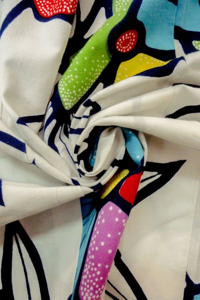 Photo11: O0624Y Vintage Japanese kimono    White  YUKATA summer(made in Japan) for women /  Cotton.  Flower,   (Grade B) (11)