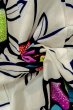 Photo12: O0624Y Vintage Japanese kimono    White  YUKATA summer(made in Japan) for women /  Cotton.  Flower,   (Grade B) (12)
