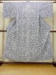 Photo1: O0624Z Vintage Japanese kimono    White  YUKATA summer(made in Japan) for women /  Cotton.  Broken ice pattern  Eggplant pattern  (Grade D) (1)