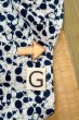 Photo20: O0624Z Vintage Japanese kimono    White  YUKATA summer(made in Japan) for women /  Cotton.  Broken ice pattern  Eggplant pattern  (Grade D) (20)