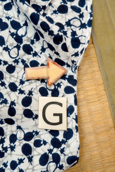 Photo20: O0624Z Vintage Japanese kimono    White  YUKATA summer(made in Japan) for women /  Cotton.  Broken ice pattern  Eggplant pattern  (Grade D) (20)