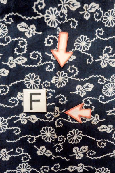 Photo19: O0625A Vintage Japanese kimono  Dark Indigo Blue YUKATA summer(made in Japan) for women / Cotton/hemp Chrysanthemum,   (Grade C) (19)