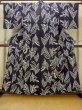 Photo1: O0625B Vintage Japanese kimono  Dark Indigo Blue YUKATA summer(made in Japan) for women / Cotton/hemp  Lily of the valley pattern  (Grade C) (1)