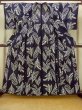 Photo2: O0625B Vintage Japanese kimono  Dark Indigo Blue YUKATA summer(made in Japan) for women / Cotton/hemp  Lily of the valley pattern  (Grade C) (2)
