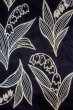 Photo3: O0625B Vintage Japanese kimono  Dark Indigo Blue YUKATA summer(made in Japan) for women / Cotton/hemp  Lily of the valley pattern  (Grade C) (3)