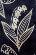 Photo6: O0625B Vintage Japanese kimono  Dark Indigo Blue YUKATA summer(made in Japan) for women / Cotton/hemp  Lily of the valley pattern  (Grade C) (6)