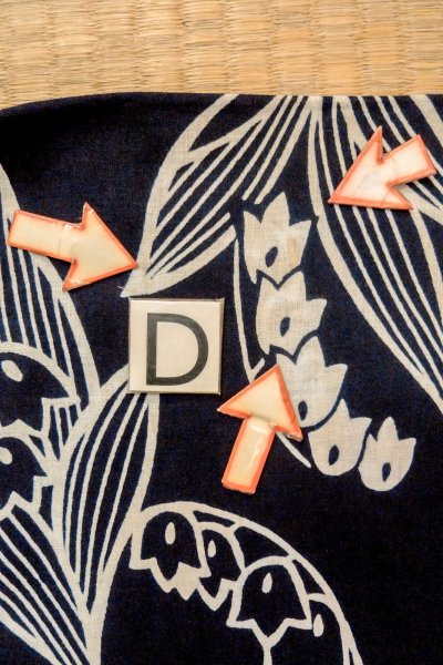 Photo17: O0625B Vintage Japanese kimono  Dark Indigo Blue YUKATA summer(made in Japan) for women / Cotton/hemp  Lily of the valley pattern  (Grade C) (17)