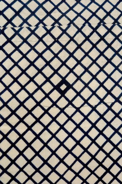 Photo5: O0625C Vintage Japanese kimono  Dark Indigo Blue YUKATA summer(made in Japan) for women / Cotton/hemp Plaid Checks   (Grade C) (5)