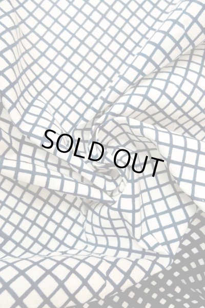 Photo14: O0625C Vintage Japanese kimono  Dark Indigo Blue YUKATA summer(made in Japan) for women / Cotton/hemp Plaid Checks   (Grade C) (14)