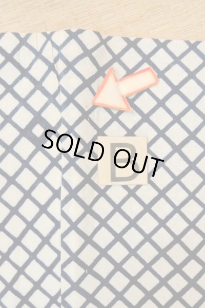 Photo17: O0625C Vintage Japanese kimono  Dark Indigo Blue YUKATA summer(made in Japan) for women / Cotton/hemp Plaid Checks   (Grade C) (17)