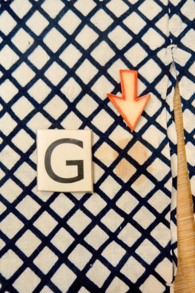 Photo22: O0625C Vintage Japanese kimono  Dark Indigo Blue YUKATA summer(made in Japan) for women / Cotton/hemp Plaid Checks   (Grade C) (22)