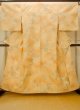 Photo1: O0711A Used Japanese kimono  Pale Orange TSUMUGI pongee for women / Silk. Peony,   (Grade B) (1)