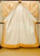 Photo2: O0711A Used Japanese kimono  Pale Orange TSUMUGI pongee for women / Silk. Peony,   (Grade B) (2)