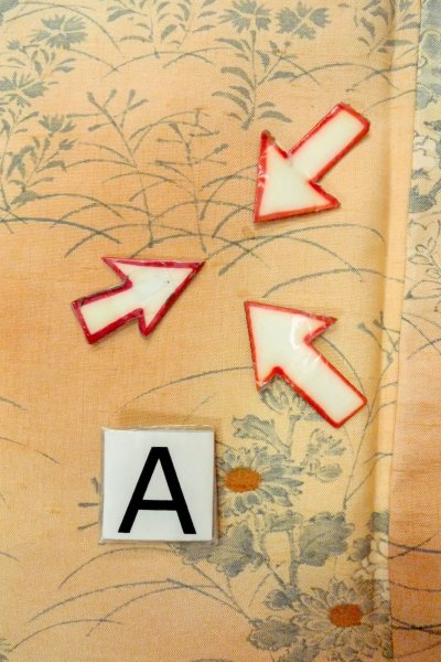 Photo14: O0711A Used Japanese kimono  Pale Orange TSUMUGI pongee for women / Silk. Peony,   (Grade B) (14)