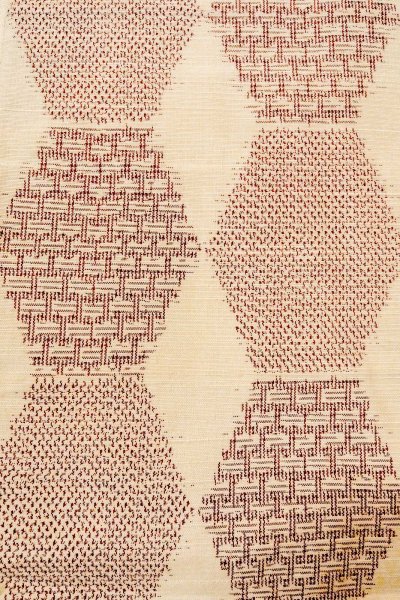 Photo5: O0711B Vintage Japanese kimono   Off White TSUMUGI pongee for women / Silk. Geometrical pattern,   (Grade B) (5)