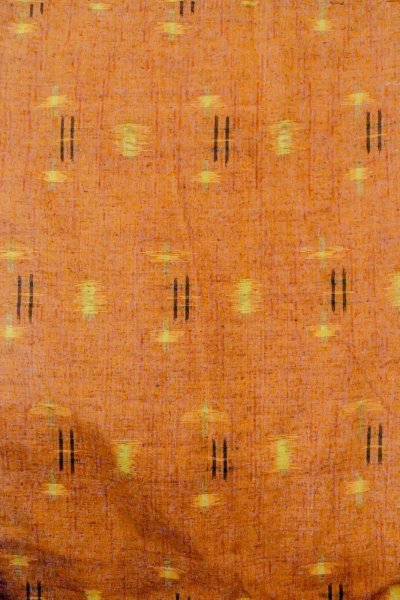 Photo4: Mint O0711C Vintage Japanese kimono   Orange TSUMUGI pongee for women / Silk. Plaid Checks,   (Grade A) (4)