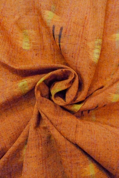 Photo11: Mint O0711C Vintage Japanese kimono   Orange TSUMUGI pongee for women / Silk. Plaid Checks,   (Grade A) (11)