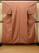 Photo1: Mint O0711D Used Japanese kimono  Grayish Vermilion TSUMUGI pongee for women / Silk. Line,   (Grade A) (1)