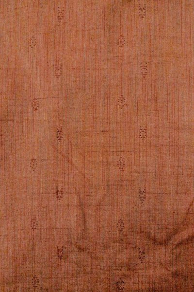 Photo3: Mint O0711D Used Japanese kimono  Grayish Vermilion TSUMUGI pongee for women / Silk. Line,   (Grade A) (3)