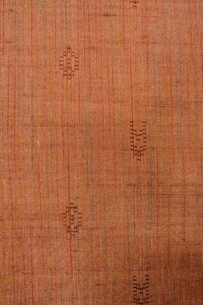 Photo6: Mint O0711D Used Japanese kimono  Grayish Vermilion TSUMUGI pongee for women / Silk. Line,   (Grade A) (6)