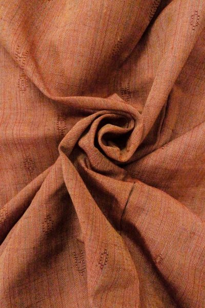 Photo12: Mint O0711D Used Japanese kimono  Grayish Vermilion TSUMUGI pongee for women / Silk. Line,   (Grade A) (12)