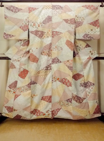 Photo1: Mint O0711E Used Japanese kimono   Multi Color KOMON dyed for women / Silk. Flower,   (Grade A) (1)