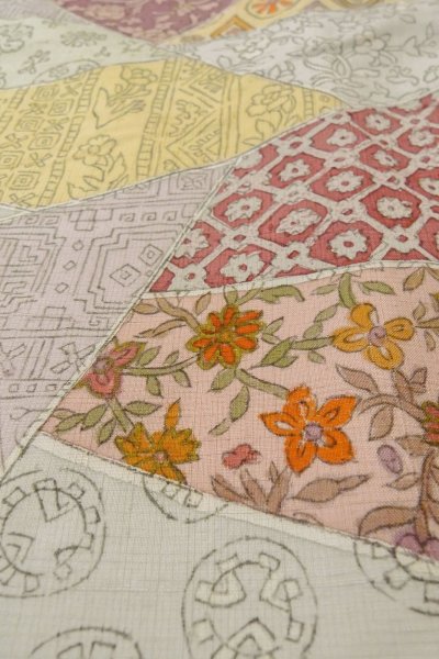 Photo9: Mint O0711E Used Japanese kimono   Multi Color KOMON dyed for women / Silk. Flower,   (Grade A) (9)