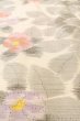 Photo9: O0711F Used Japanese kimono   White TOKAMACHI-TSUMUGI for women / Silk. Camellia,   (Grade B) (9)