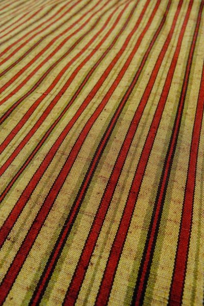 Photo8: O0711G Used Japanese kimono   Multi Color TSUMUGI pongee for women / Silk. Stripes   (Grade B) (8)