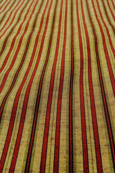 Photo9: O0711G Used Japanese kimono   Multi Color TSUMUGI pongee for women / Silk. Stripes   (Grade B) (9)