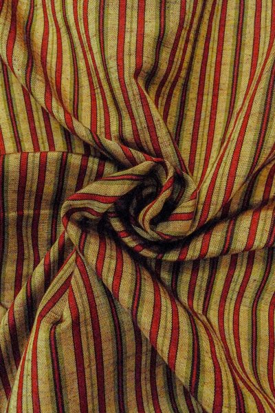 Photo11: O0711G Used Japanese kimono   Multi Color TSUMUGI pongee for women / Silk. Stripes   (Grade B) (11)