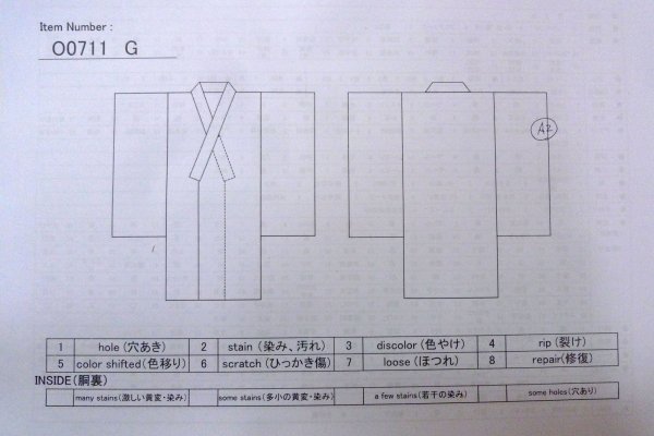 Photo13: O0711G Used Japanese kimono   Multi Color TSUMUGI pongee for women / Silk. Stripes   (Grade B) (13)