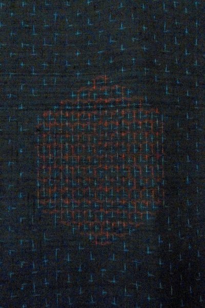 Photo5: Mint O0711H Used Japanese kimono   Black ISHIGE-YUKI-TSUMUGI for women / Silk. Tortoise-shell pattern(Hexagonal pattern),   (Grade A) (5)