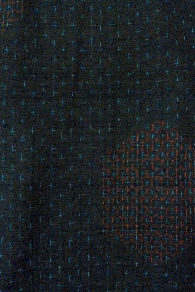 Photo7: Mint O0711H Used Japanese kimono   Black ISHIGE-YUKI-TSUMUGI for women / Silk. Tortoise-shell pattern(Hexagonal pattern),   (Grade A) (7)