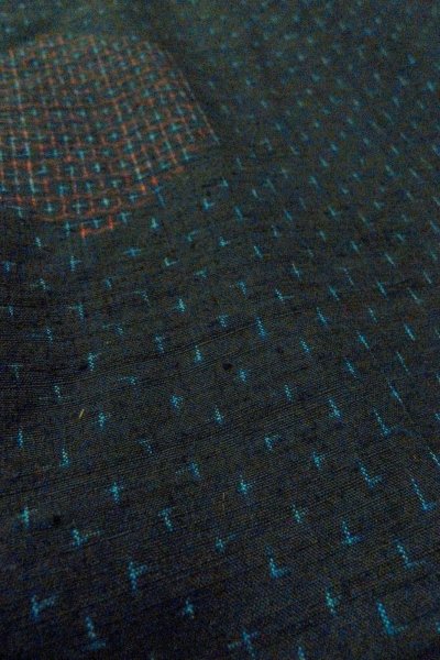 Photo8: Mint O0711H Used Japanese kimono   Black ISHIGE-YUKI-TSUMUGI for women / Silk. Tortoise-shell pattern(Hexagonal pattern),   (Grade A) (8)