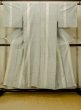 Photo1: O0711J Vintage Japanese kimono  Light Gray TSUMUGI pongee for women / Silk. Lozenges,   (Grade C) (1)