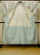 Photo2: O0711J Vintage Japanese kimono  Light Gray TSUMUGI pongee for women / Silk. Lozenges,   (Grade C) (2)
