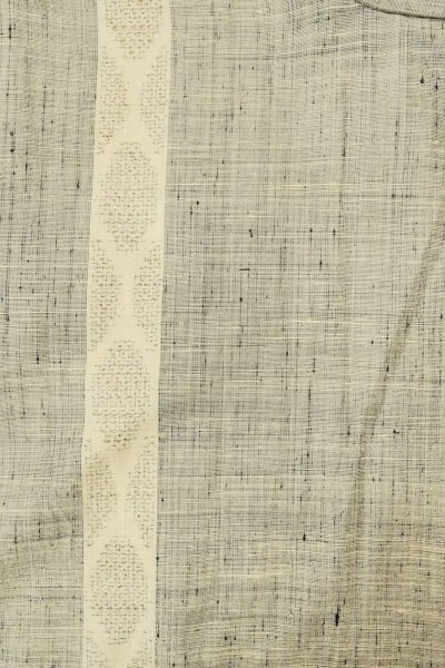 Photo3: O0711J Vintage Japanese kimono  Light Gray TSUMUGI pongee for women / Silk. Lozenges,   (Grade C) (3)