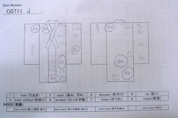 Photo13: O0711J Vintage Japanese kimono  Light Gray TSUMUGI pongee for women / Silk. Lozenges,   (Grade C) (13)