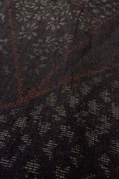 Photo8: Mint O0711K Vintage Japanese kimono   Black TSUMUGI pongee for women / Silk. Flower,   (Grade A) (8)