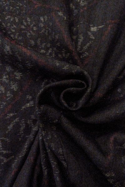 Photo11: Mint O0711K Vintage Japanese kimono   Black TSUMUGI pongee for women / Silk. Flower,   (Grade A) (11)