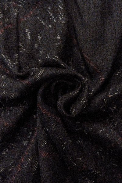 Photo12: Mint O0711K Vintage Japanese kimono   Black TSUMUGI pongee for women / Silk. Flower,   (Grade A) (12)