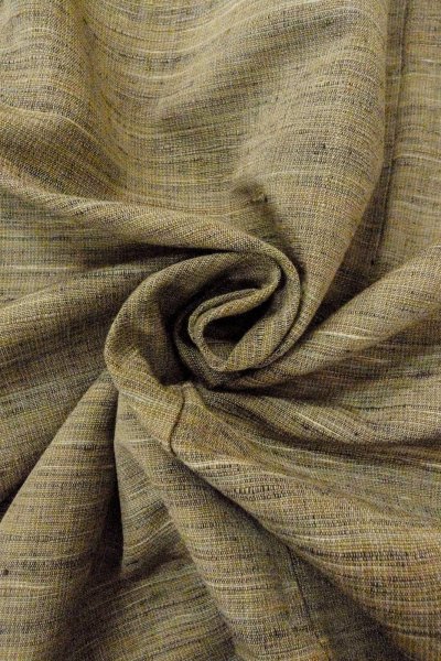 Photo11: Mint O0711L Used Japanese kimono  Grayish Multi Color TSUMUGI pongee for women / Silk. Line   (Grade A) (11)