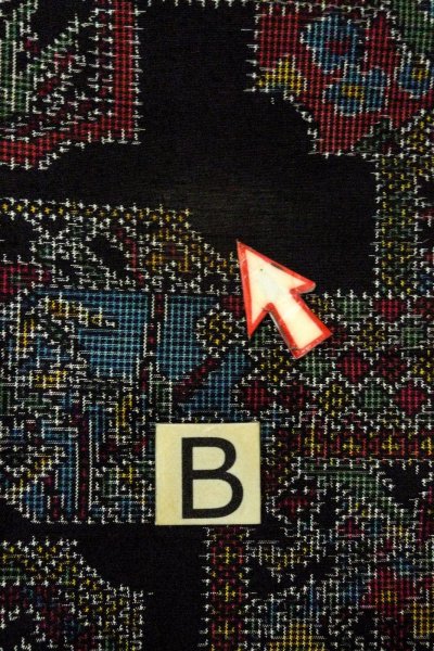 Photo15: O0711M Used Japanese kimono   Black TSUMUGI pongee for women / Silk. Flower,   (Grade B) (15)