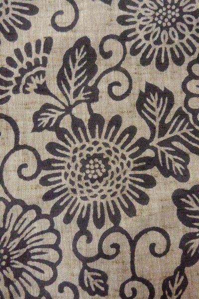 Photo7: O0711N Used Japanese kimono   Gray TSUMUGI pongee for women / Silk. Chinese flower,   (Grade B) (7)