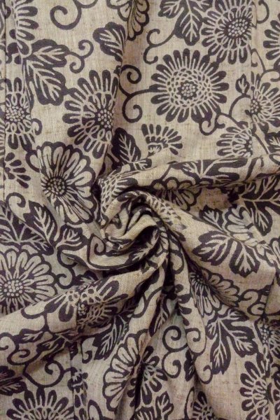 Photo11: O0711N Used Japanese kimono   Gray TSUMUGI pongee for women / Silk. Chinese flower,   (Grade B) (11)