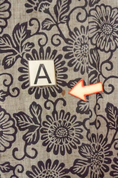 Photo14: O0711N Used Japanese kimono   Gray TSUMUGI pongee for women / Silk. Chinese flower,   (Grade B) (14)